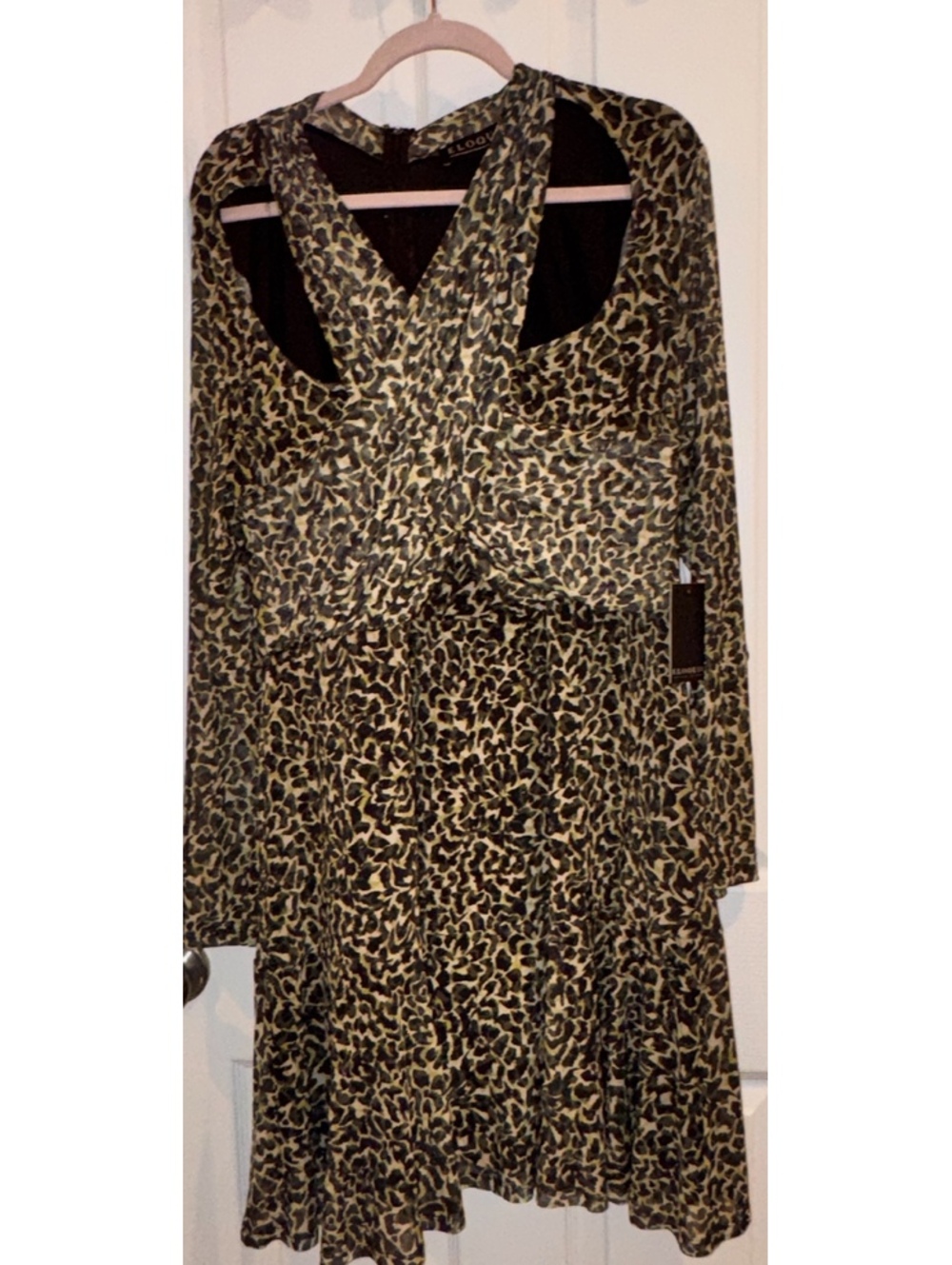Lulus Leopard Print Long Sleeve Fit & Flare Dress